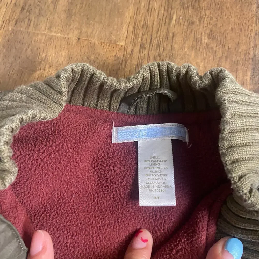 Janie and Jack‎ army green snap toddler fleece lined puffer vest SIZE 3T